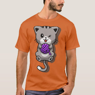 T-shirt Joli chat Jouer Fil Ball Dessin