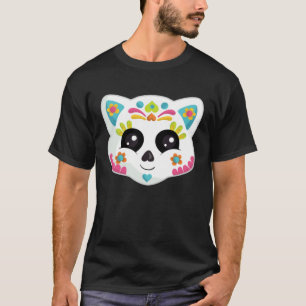 T-shirt Joli chat mexicain d'Halloween Chat crâne de sucr
