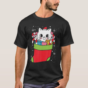 T-shirt Joli chat Noël Sock Funny Noël Pajama Chats