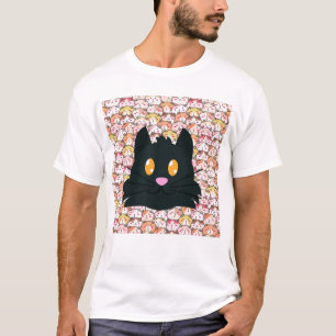 T-shirt Joli chat noir sur une œuvre d'art à motif de chat