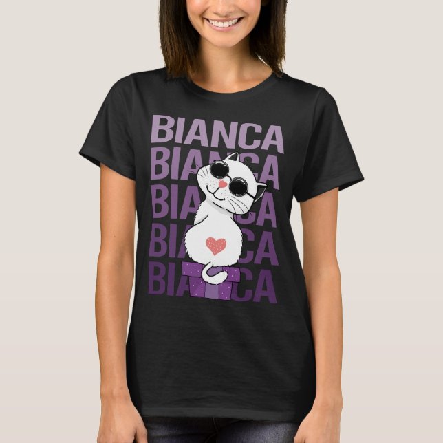 T-shirt Joli Chat - Nom Bianca (Devant)