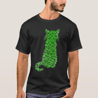 T-shirt Joli Chat St Patricks Day Trèfle Chat Chanceux Mam
