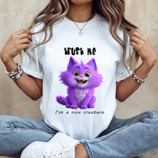 T-shirt Joli Chat Violet | Croyez-Moi Je Suis une Créature