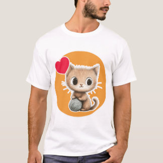 T-shirt Joli chaton avec sa pelote de fil