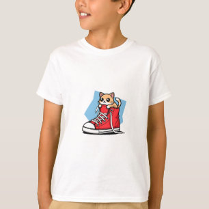 T-shirt Joli Chatons en Basket Rouge Enfants