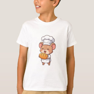 T-shirt Joli Chef Souris Tenant du Pain Frais Enfants