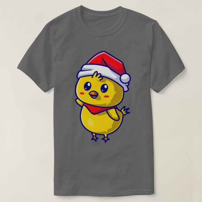 T-shirt Joli Chick avec Casquette Et Écharpe Waving Main C (Design devant)