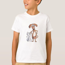Joli chien brun fantaisiste et chat gris