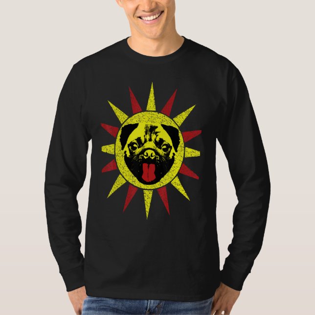 T-shirt Joli Chien Chien Coquelicot Souriant Carlin Soleil (Devant)