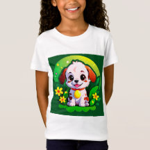 Joli Chien de Dessin Animé Avec des Fleurs