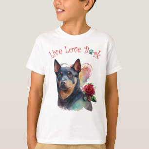 T-shirt Joli chien Kelpie australien floral
