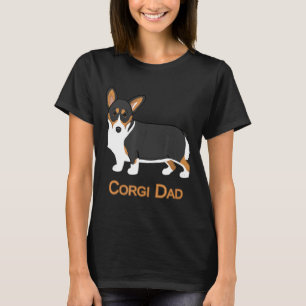T-shirt Joli chien père Corgi Pembroke tricolore noir