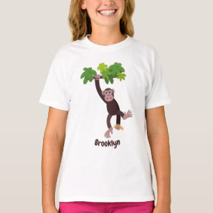 T-shirt Joli chimpanzé dans la jungle suspendu dessin anim