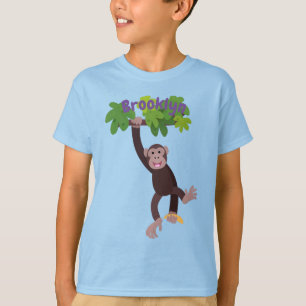 T-shirt Joli chimpanzé dans la jungle suspendu dessin anim