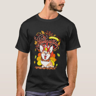T-shirt Joli chiot Corgi Joyeux Thanksgiving Dinde Chien C