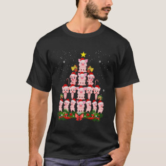 T-shirt Joli Cochon Arbre de Noël Avec Noël Ornement