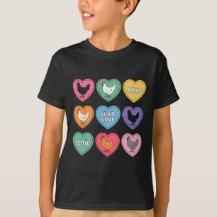 T-shirt Joli cœur en bonbon de poulet Silkie pour la Saint