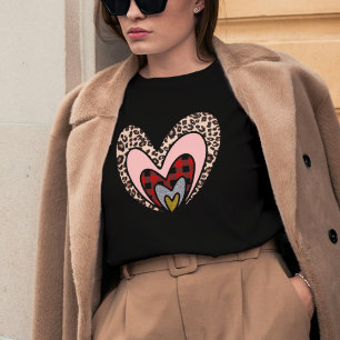 T-shirt Joli Coeur Rouge Moderne Joyeux Cadeau de la Saint
