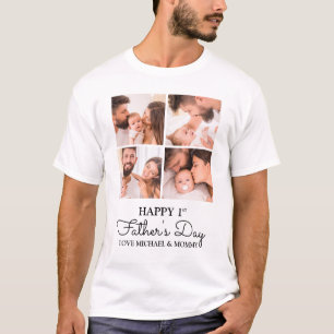 T-shirt Joli Collage Moderne Bonne Première Fête des Pères