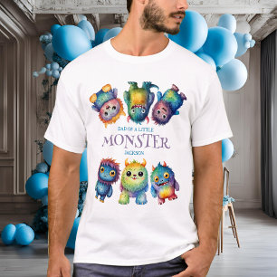 T-shirt Joli Coloré Petits Monstres Anniversaire Papa