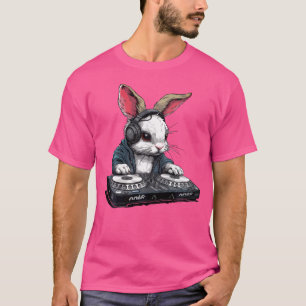 T-shirt Joli Cool rap Drôle Hip hop Rabbit Dj. Lecture de