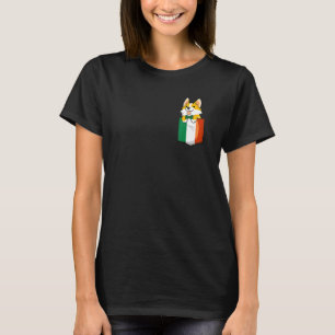 T-shirt Joli Corgi Dans La Pochette Drapeau Irlande Fête S