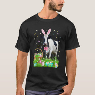 T-shirt Joli costume de Pâques de vache pour hommes lapin
