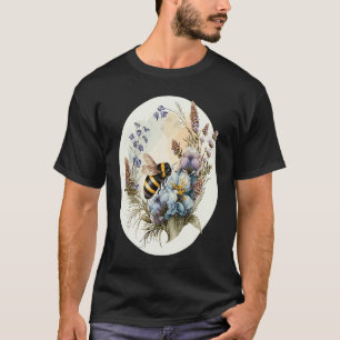 T-shirt Joli cottagecore botanique fleur sauvage bourdon a