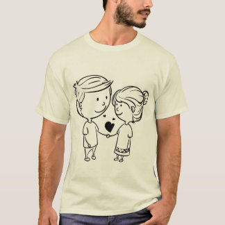 T-shirt "Joli Couple Tenant un Cœur"