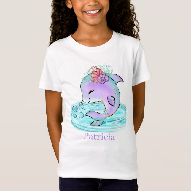 T-Shirt joli dauphin de plage ajouter nom (Devant)