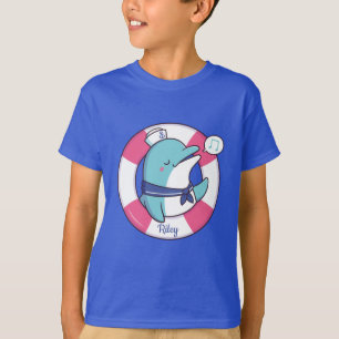 T-shirt Joli dauphin marin chanteur, nom personnalisé