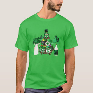 T-shirt Joli Décor De Shamrock Vert Avec De Joyeux Pistes
