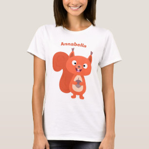 T-shirt Joli dessin animé d'écureuil roux