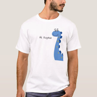 T-shirt Joli Dinosaure Bleu - Nom personnalisé Sophia