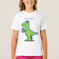 Joli dinosaure t rex vert drôle dessin animé