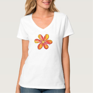 T-shirt Joli Doodle de Fleur Orange Whimsical