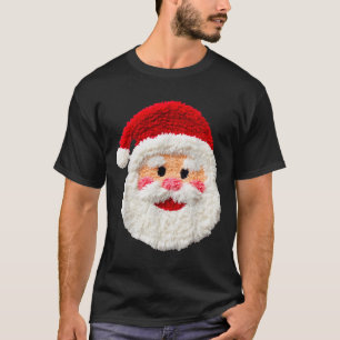 T-shirt Joli Drôle Prépa Faux Laine Père Noël Visage Joyeu