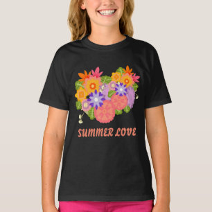 T-shirt Joli été Amour Fleur Jardin Fleur Lumineux