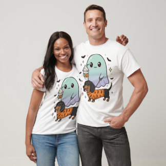 T-shirt Joli fantôme chien café dachshund tenue Halloween