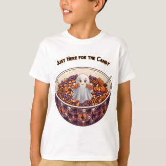 T-shirt Joli fantôme d'Halloween dans un bol de bonbons