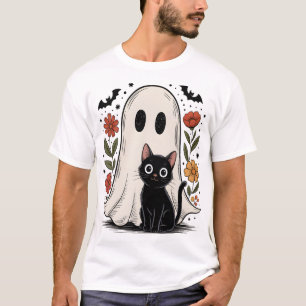 T-shirt Joli fantôme et chat d'Halloween
