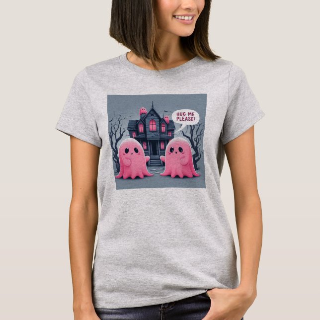 T-shirt Joli Fantôme Rose : Serrez-moi dans vos bras ! : ( (Devant)