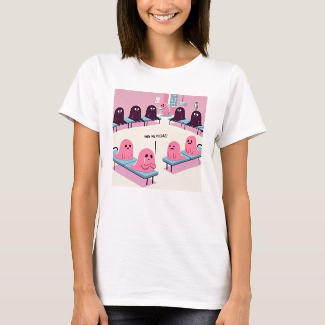 T-shirt Joli Fantôme Rose : Serrez-moi dans vos bras ! : ( (Devant)
