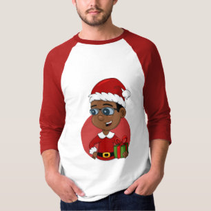 T-shirt Joli garçon de Noël afro-américain avec lunettes