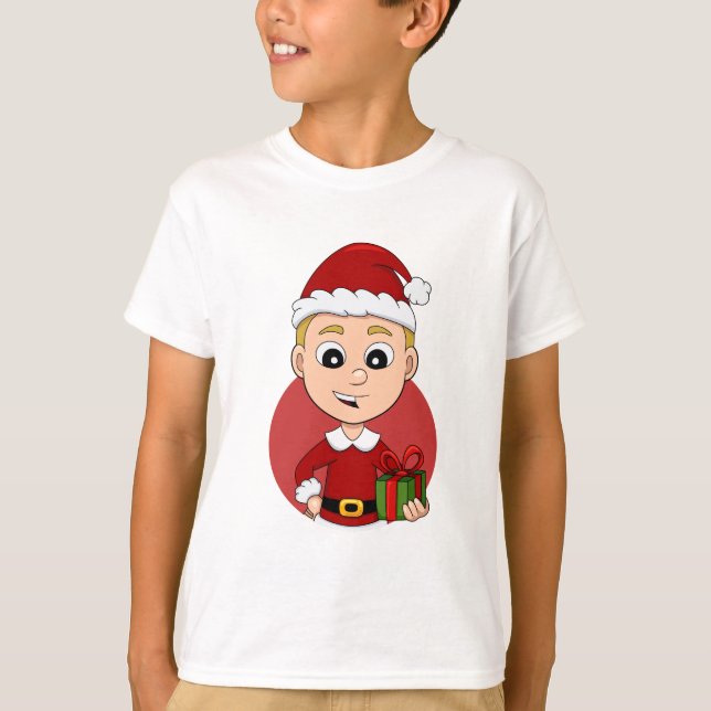 T-shirt Joli garçon de Noël aux cheveux blonds (Devant)