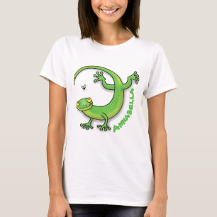 T-shirt Joli gecko vert salutations avec dessin animé