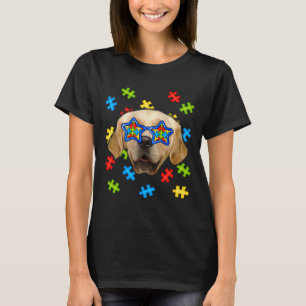 T-shirt Joli Golden Retriever Autism Puzzle lunettes de so