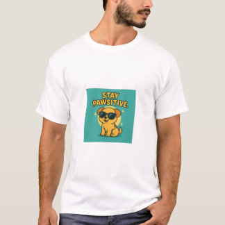 T-shirt Joli graphique de dessin animé d'un chiot positif