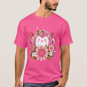 T-shirt Joli Hérisson Avec Fleurs Chemise Funny Hérisson