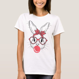T-shirt Joli Lapin Avec Lunettes De Bandana Et Bubblegum H